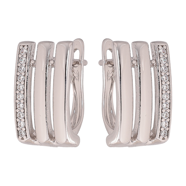 Сережки Xuping колір Родій англійський замок "Візерунок з кристалами" фото №1