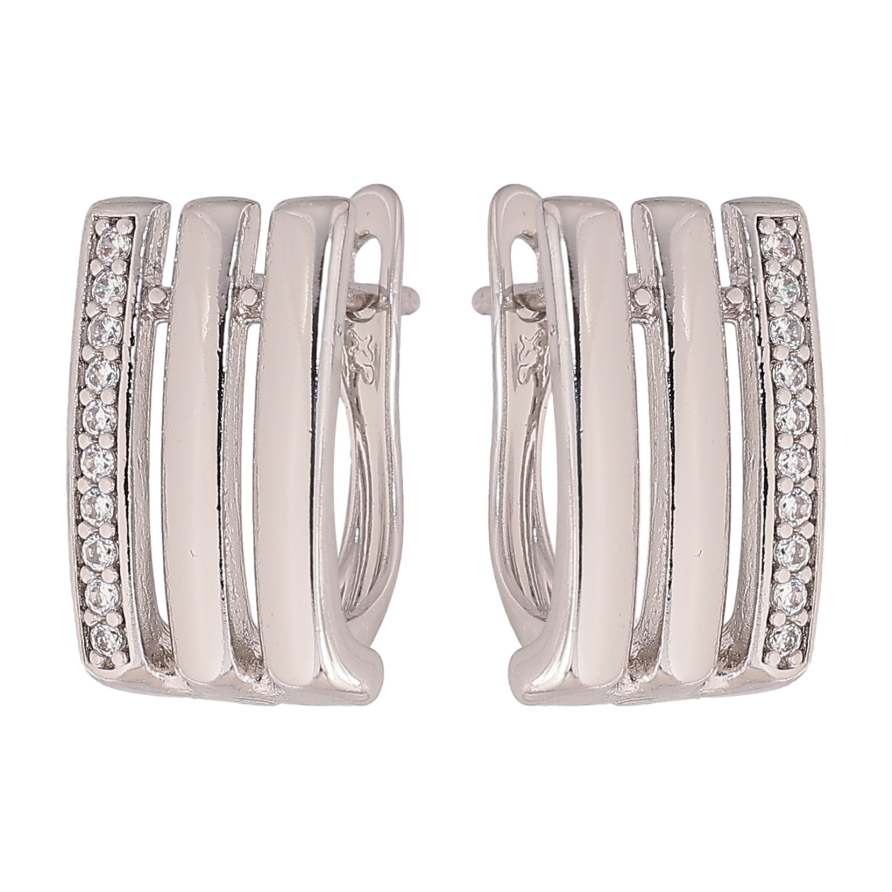 Сережки Xuping колір Родій англійський замок "Візерунок з кристалами" фото №1