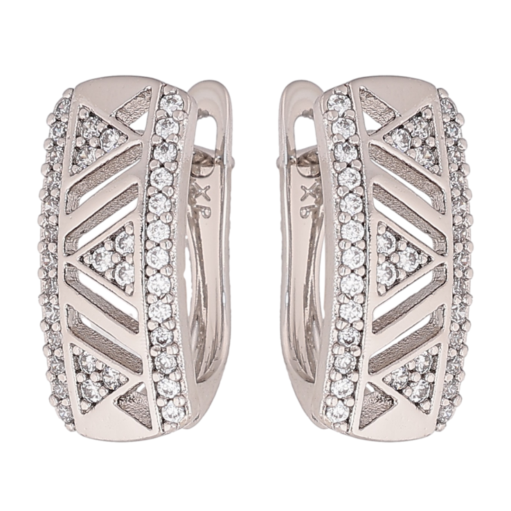 Сережки Xuping колір Родій англійський замок "Візерунок з кристалами" фото №25