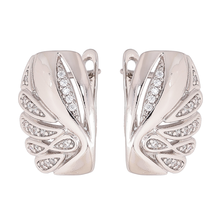 Сережки Xuping колір Родій англійський замок "Візерунок з кристалами" фото №24