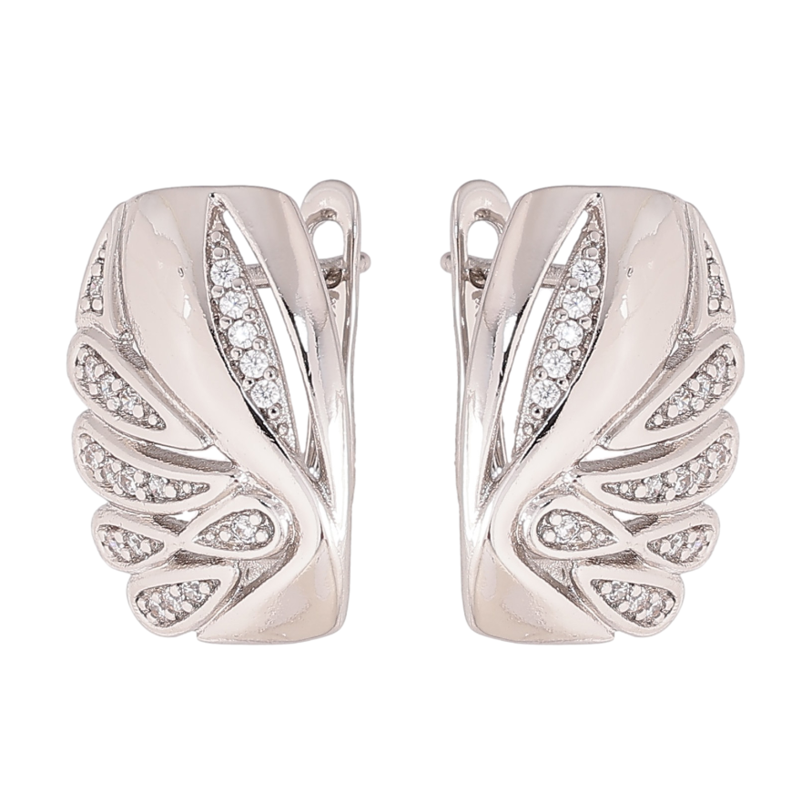 Сережки Xuping колір Родій англійський замок "Візерунок з кристалами" фото №1