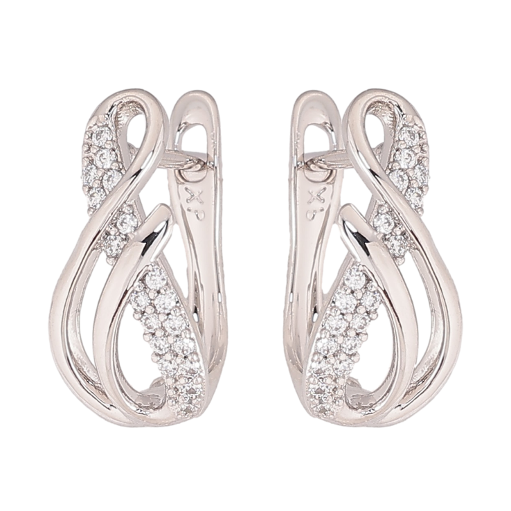 Сережки Xuping колір Родій англійський замок "Візерунок з кристалами" фото №4 Сережки Xuping колір Родій англійський замок "Візерунок з кристалами" фото №4