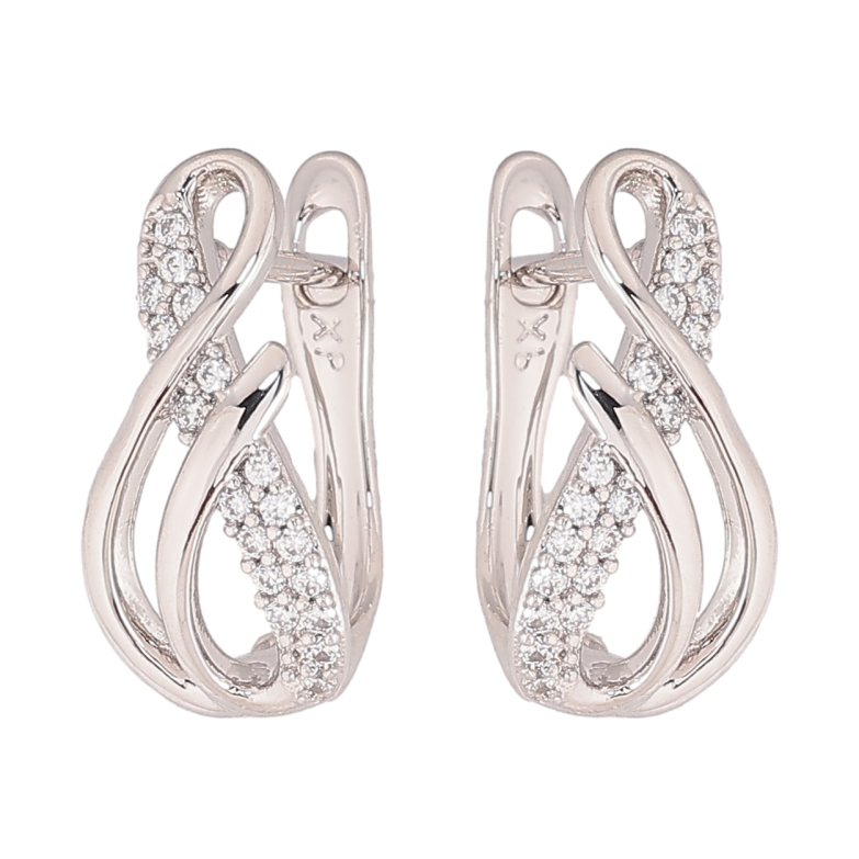 Сережки Xuping колір Родій англійський замок "Візерунок з кристалами" фото №2 Сережки Xuping колір Родій англійський замок "Візерунок з кристалами" фото №2