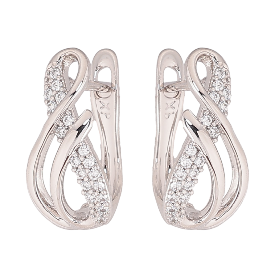 Сережки Xuping колір Родій англійський замок "Візерунок з кристалами" фото №1 Сережки Xuping колір Родій англійський замок "Візерунок з кристалами" фото №1