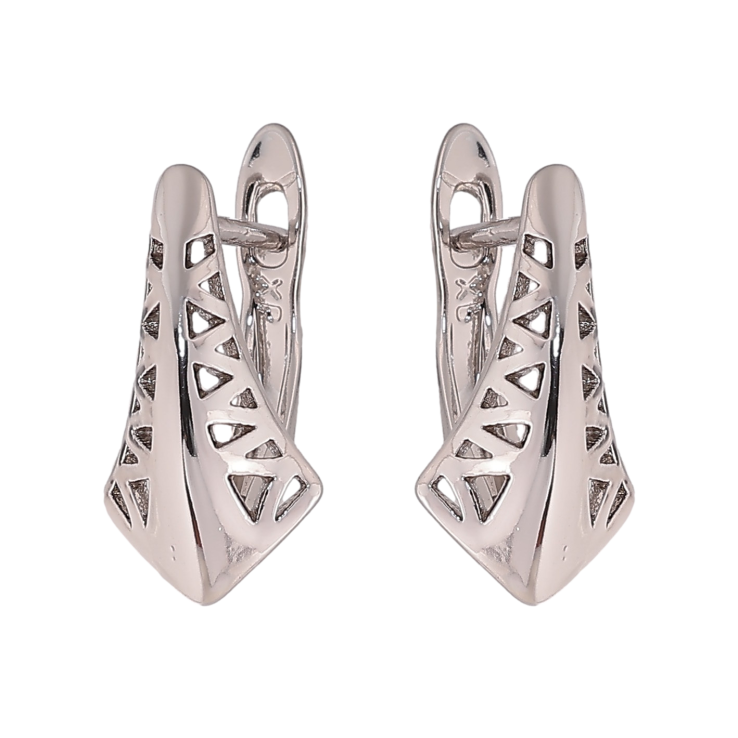 Серьги Xuping цвет Родий английский замок "Декоративный узор" фото №9