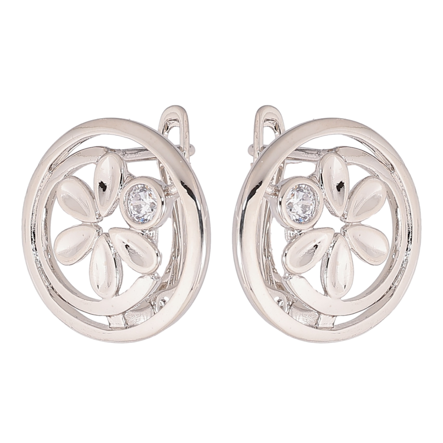 Сережки Xuping колір Родій англійський замок "Квіточки в колечках" фото №1