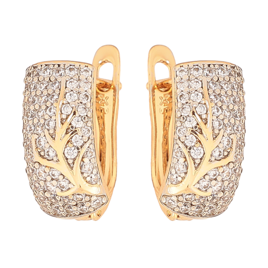 Сережки Xuping колір позолота 18K + родій англійський замок інкрустація кристалами фото №1