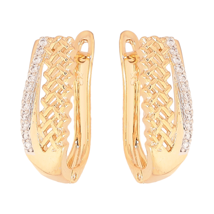 Серьги Xuping цвет позолота 18K + родий английский замок узор с кристаллами фото №19