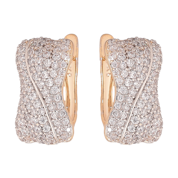 Серьги Xuping цвет позолота 18K + родий английский замок узор с инкрустацией кристаллами фото №8