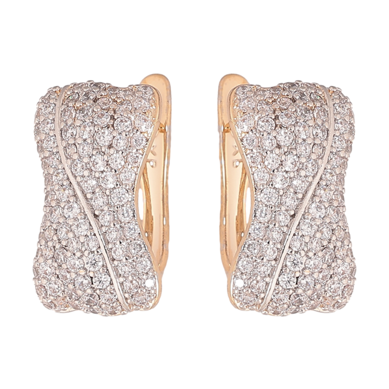 Сережки Xuping колір позолота 18K + родій англійський замок візерунок з інкрустацією кристалами фото №1