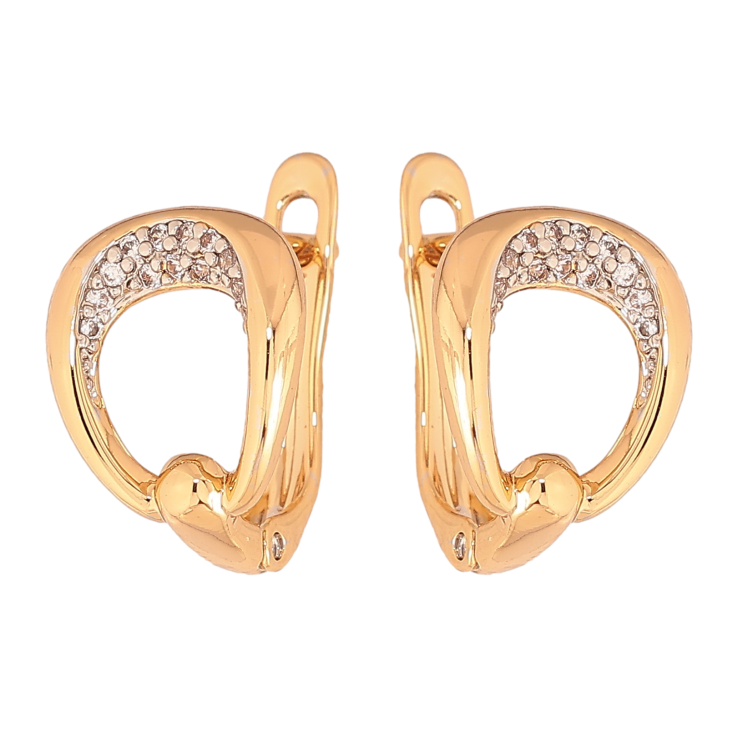 Сережки Xuping колір позолота 18K + родій англійський замок візерунок з кристалами фото №16 Сережки Xuping колір позолота 18K + родій англійський замок візерунок з кристалами фото №16