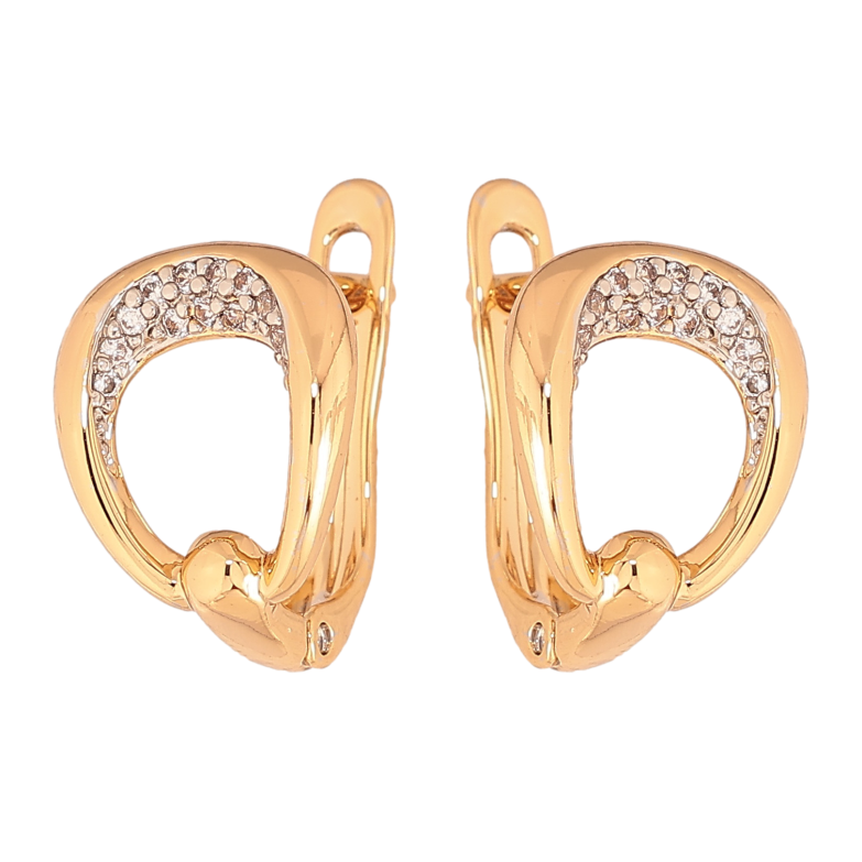 Сережки Xuping колір позолота 18K + родій англійський замок візерунок з кристалами фото №1