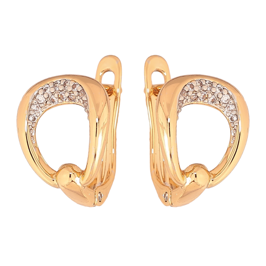 Сережки Xuping колір позолота 18K + родій англійський замок візерунок з кристалами фото №1