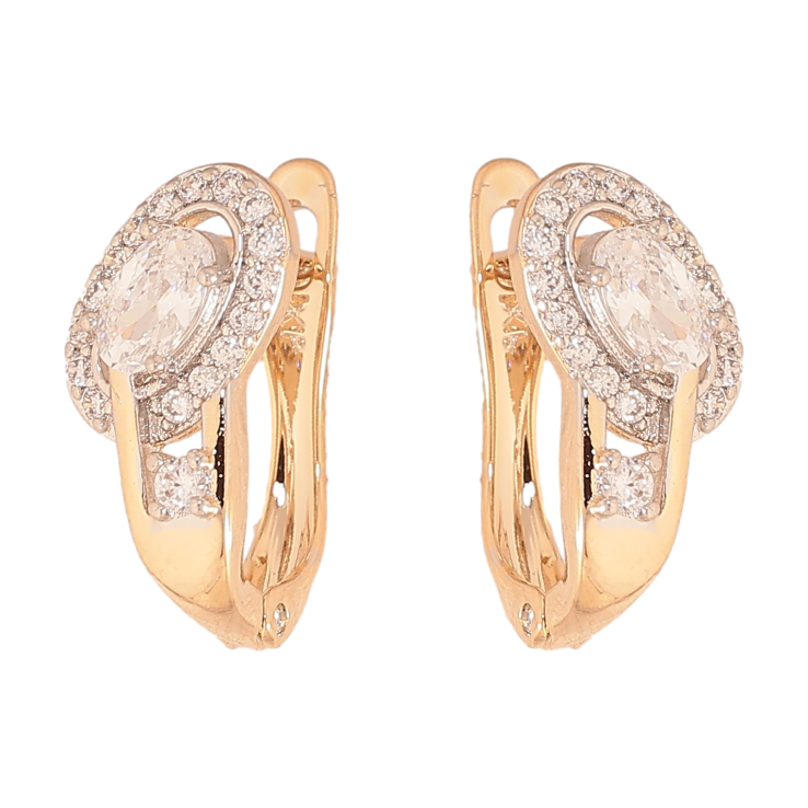 Сережки Xuping колір позолота 18K + родій англійський замок візерунок з кристалами фото №11 Сережки Xuping колір позолота 18K + родій англійський замок візерунок з кристалами фото №11