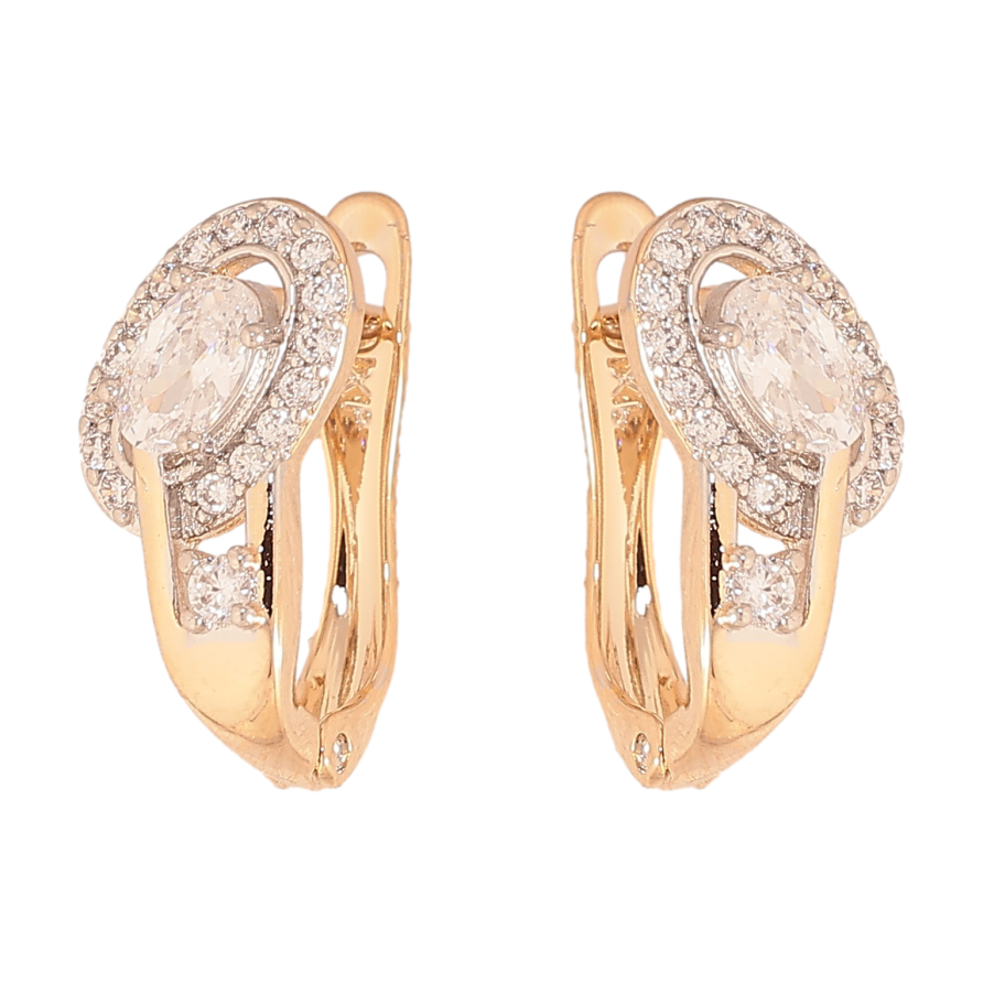 Сережки Xuping колір позолота 18K + родій англійський замок візерунок з кристалами фото №1