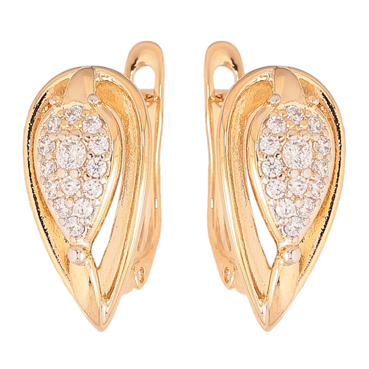 Сережки Xuping колір позолота 18K + родій англійський замок візерунок з кристалами фото №6