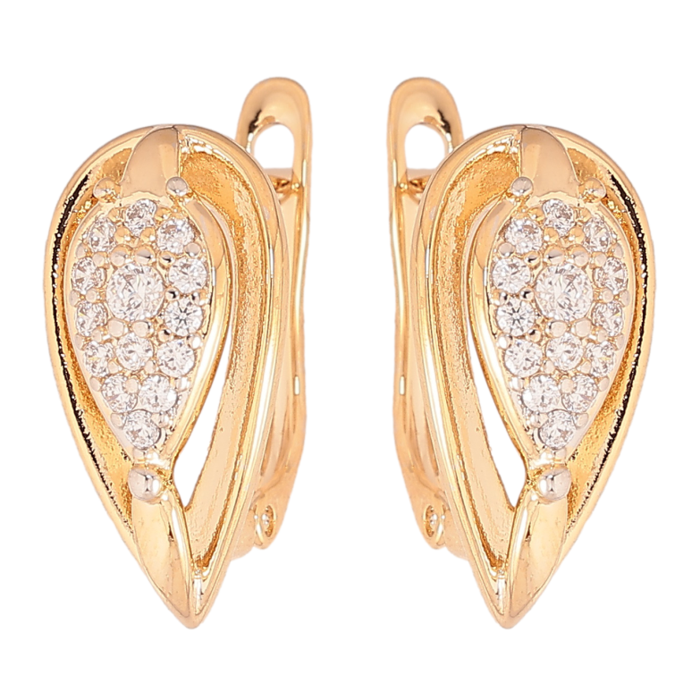 Сережки Xuping колір позолота 18K + родій англійський замок візерунок з кристалами фото №1