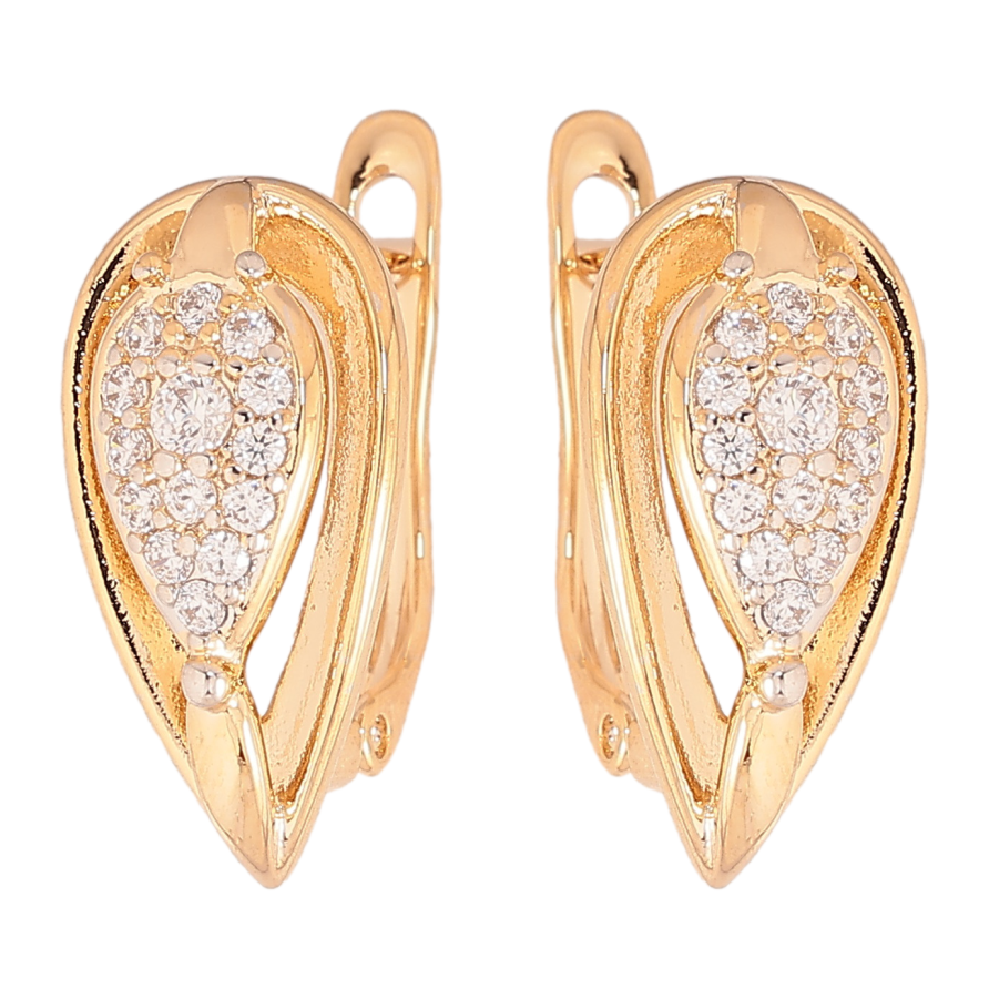 Сережки Xuping колір позолота 18K + родій англійський замок візерунок з кристалами фото №1