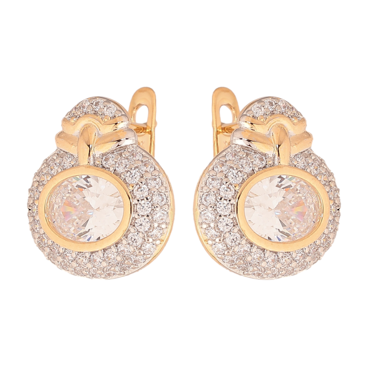 Сережки Xuping колір позолота 18K + родій англійський замок візерунок інкрустацією з кристалами фото №7