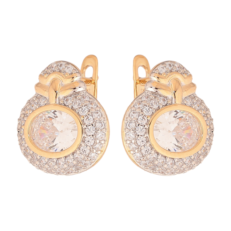 Сережки Xuping колір позолота 18K + родій англійський замок візерунок інкрустацією з кристалами фото №1