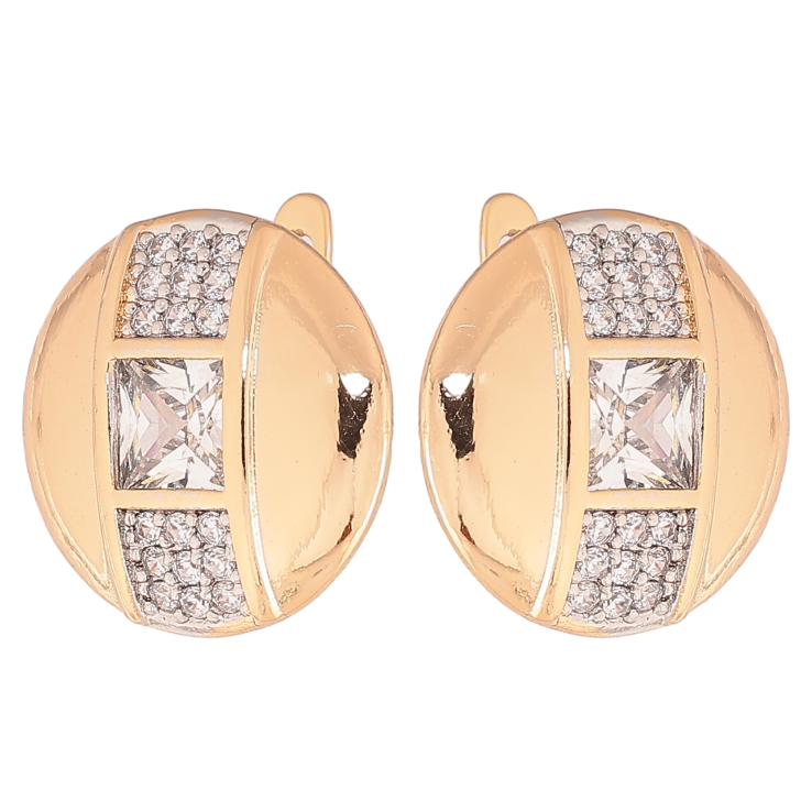 Серьги Xuping цвет позолота 18K + родий английский замок узор с кристаллами фото №13