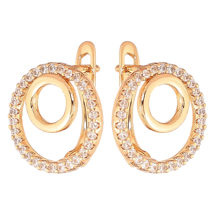 Серьги Xuping цвет позолота 18K английский замок колечки с кристаллами фото №1