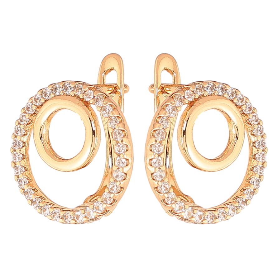 Серьги Xuping цвет позолота 18K английский замок колечки с кристаллами фото №1