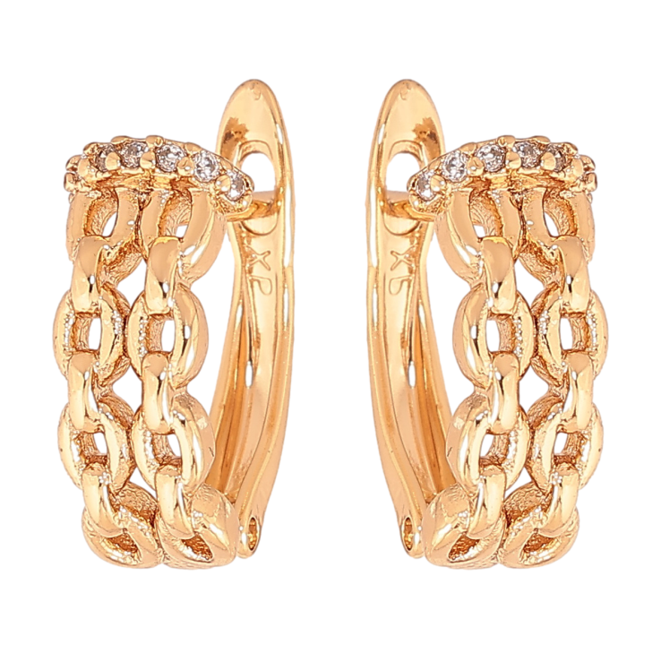 Серьги Xuping цвет позолота 18K английский замок узор цепочка с кристаллами фото №2