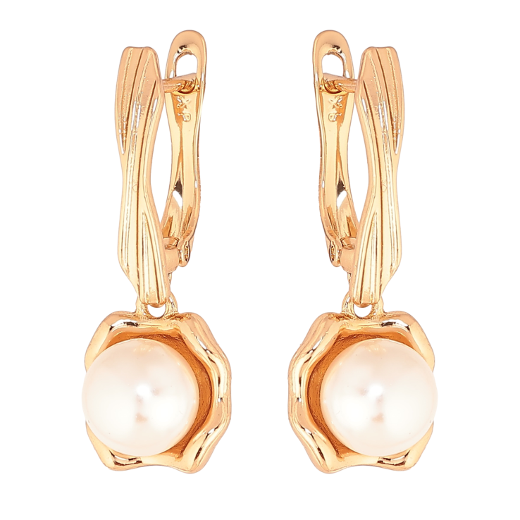 Серьги Xuping цвет позолота 18K английский замок жемчужные подвески фото №21