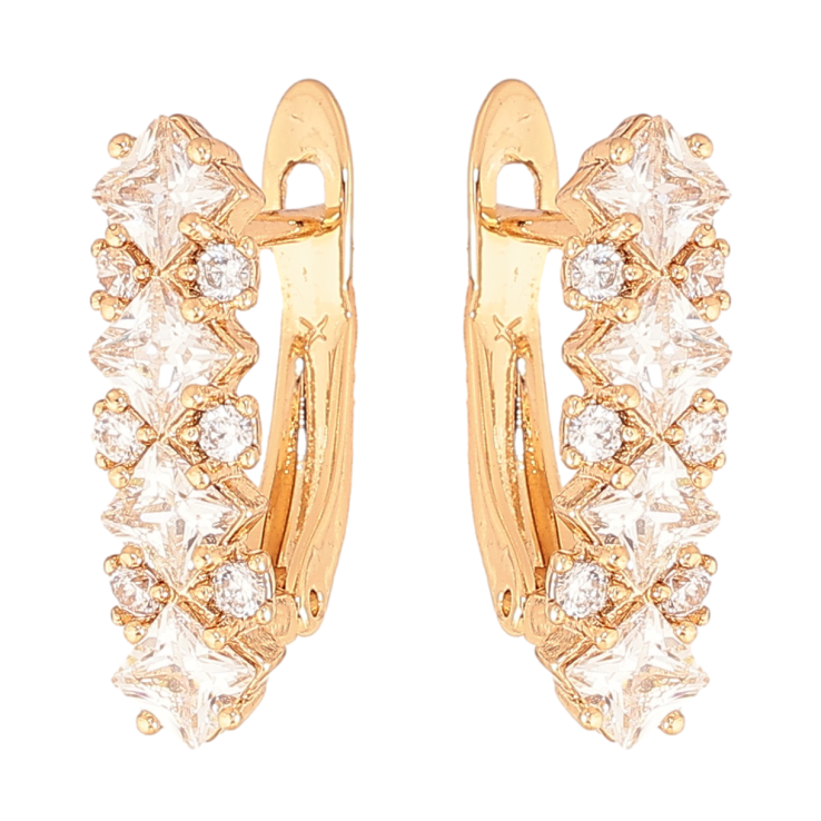 Серьги Xuping цвет позолота 18K английский замок узор с кристаллами фото №2