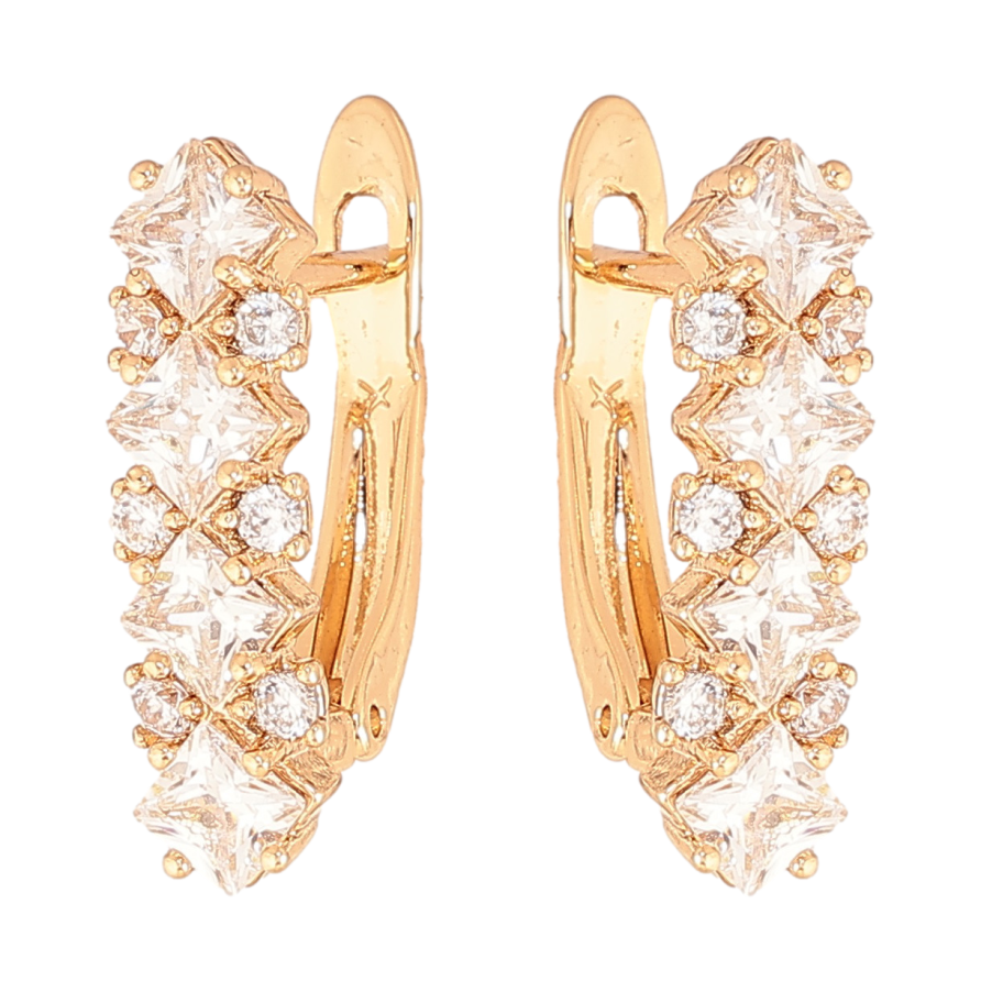 Серьги Xuping цвет позолота 18K английский замок узор с кристаллами фото №1