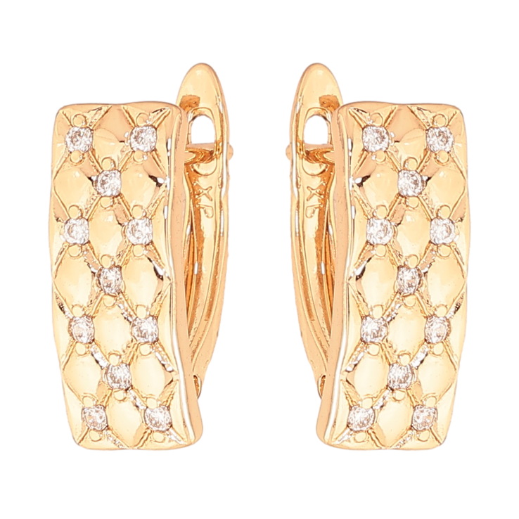 Серьги Xuping цвет позолота 18K английский замок узор с кристаллами фото №24