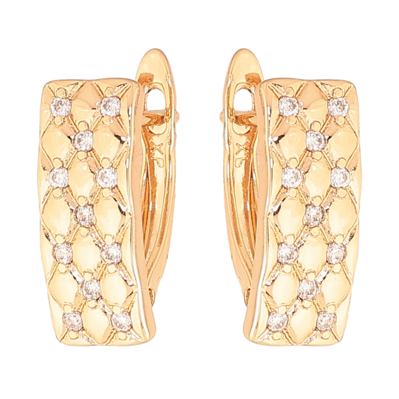 Серьги Xuping цвет позолота 18K английский замок узор с кристаллами фото №1