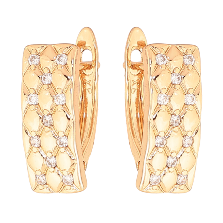 Серьги Xuping цвет позолота 18K английский замок узор с кристаллами фото №1