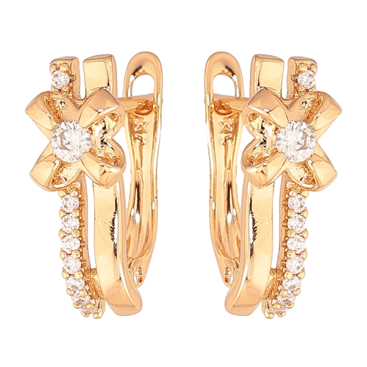 Серьги Xuping цвет позолота 18K английский замок узор с кристаллами фото №24