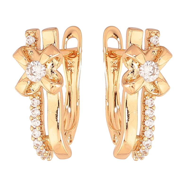 Серьги Xuping цвет позолота 18K английский замок узор с кристаллами фото №1