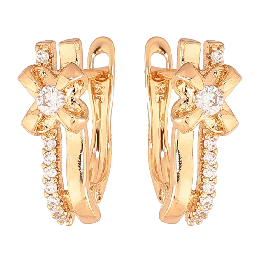 Серьги Xuping цвет позолота 18K английский замок узор с кристаллами фото №1