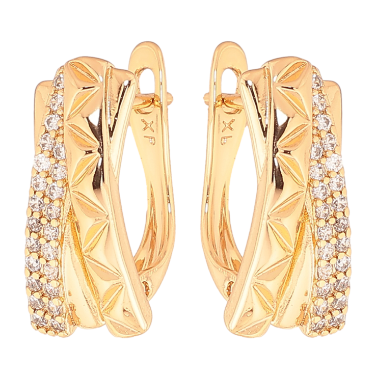 Серьги Xuping цвет позолота 18K английский замок узор с кристаллами фото №8