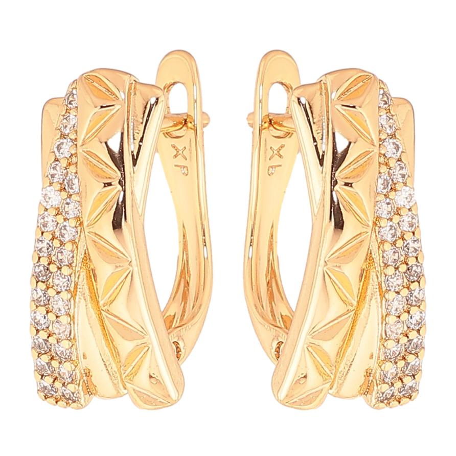 Серьги Xuping цвет позолота 18K английский замок узор с кристаллами фото №1