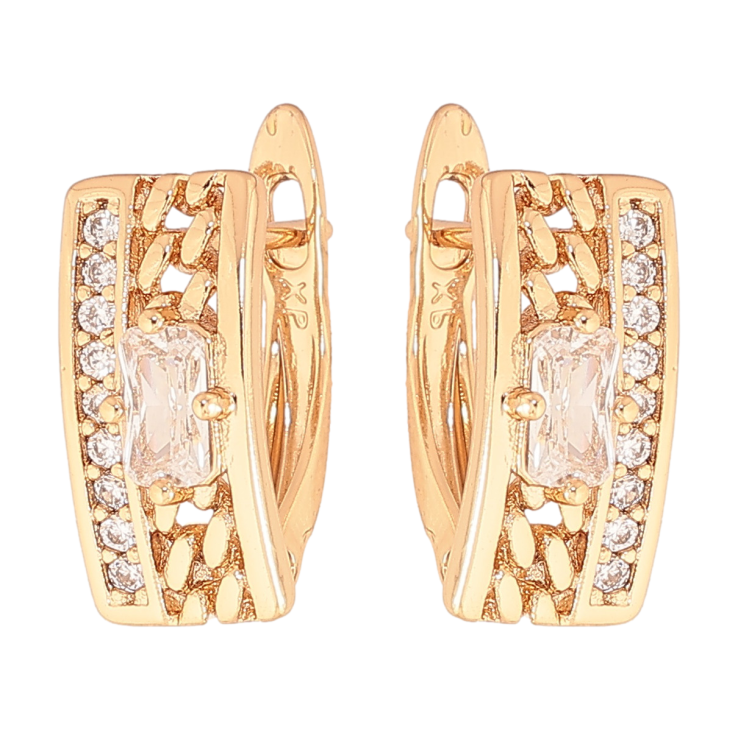 Серьги Xuping цвет позолота 18K английский замок узор цепочка с кристаллами фото №17