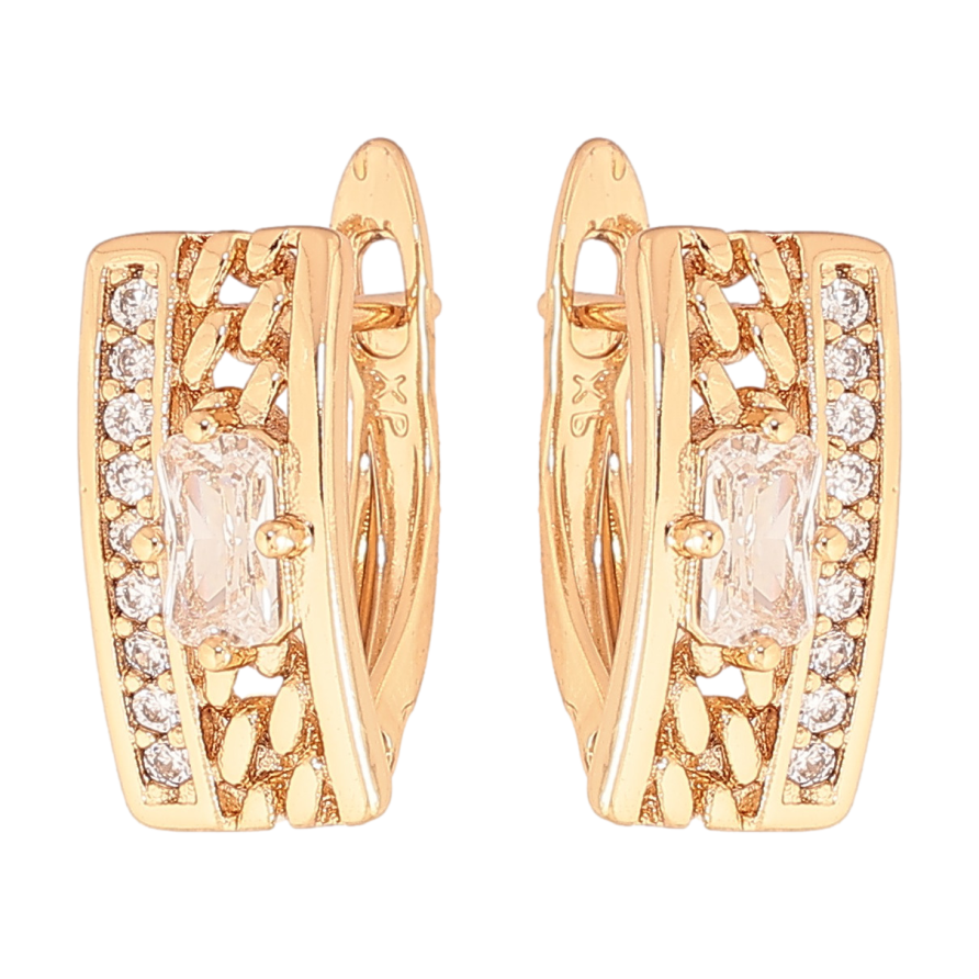 Серьги Xuping цвет позолота 18K английский замок узор цепочка с кристаллами фото №1