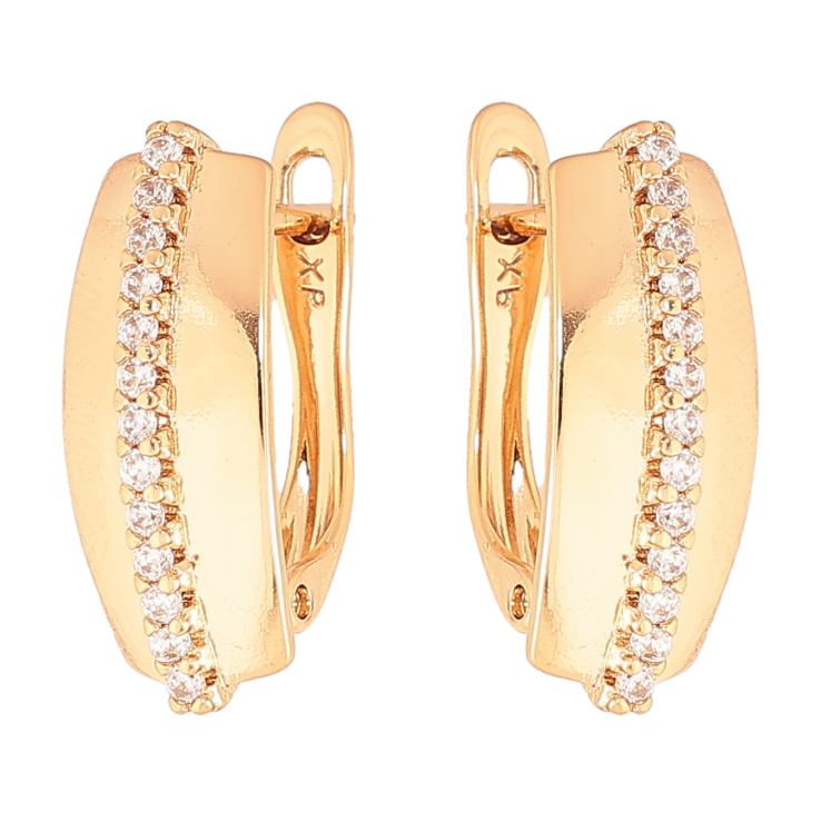 Серьги Xuping цвет позолота 18K английский замок узор с кристаллами фото №18