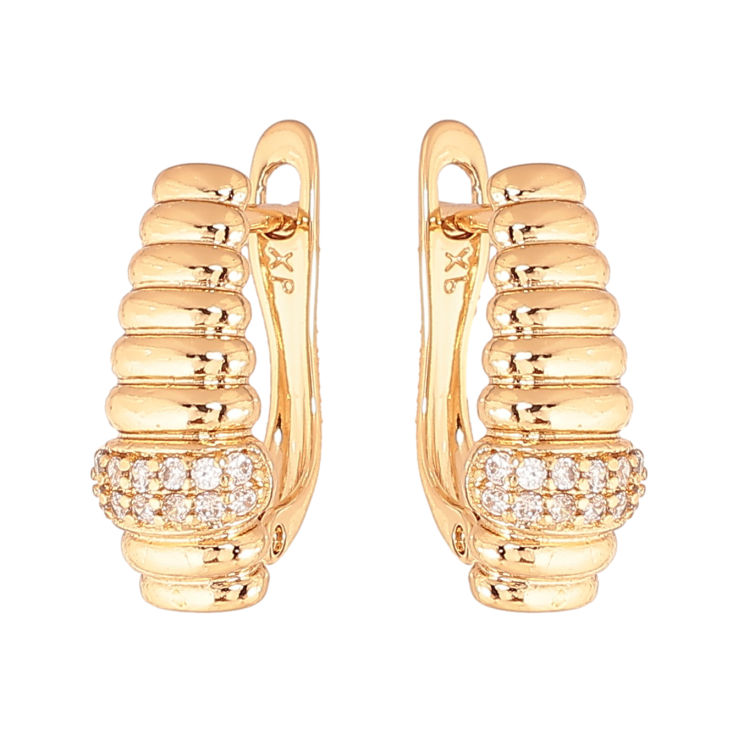 Сережки Xuping колір позолота 18K англійський замок візерунок з  кристалами фото №16