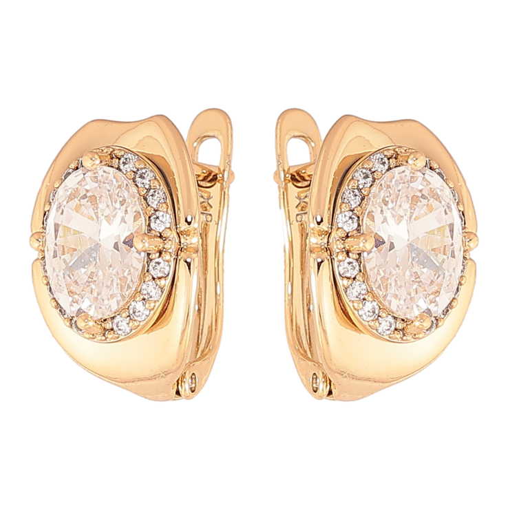 Сережки Xuping колір позолота 18K англійський замок візерунок з  кристалами фото №13