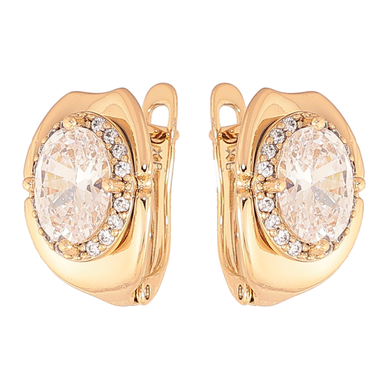 Сережки Xuping колір позолота 18K англійський замок візерунок з  кристалами фото №3