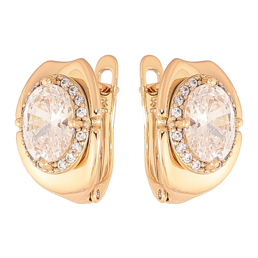 Серьги Xuping цвет позолота 18K английский замок узор с кристаллами фото №1