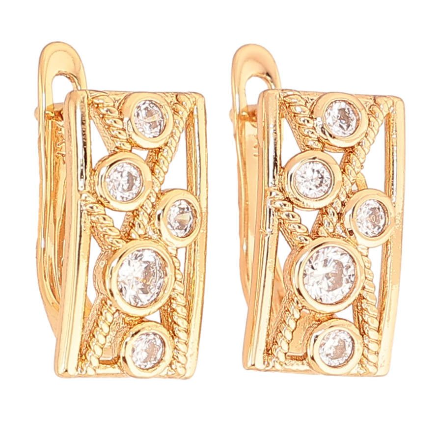 Серьги Xuping цвет позолота 18K английский замок узор с кристаллами фото №1
