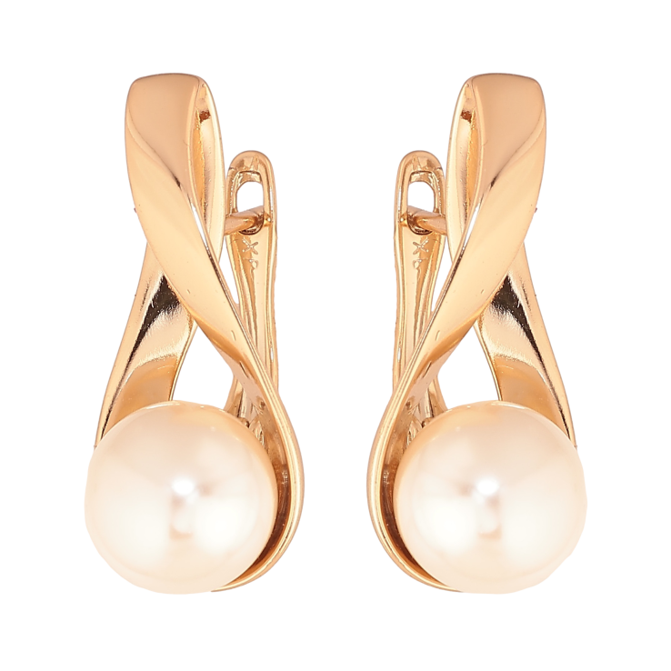 Серьги Xuping цвет позолота 18K английский замок узор с жемчужинами фото №12