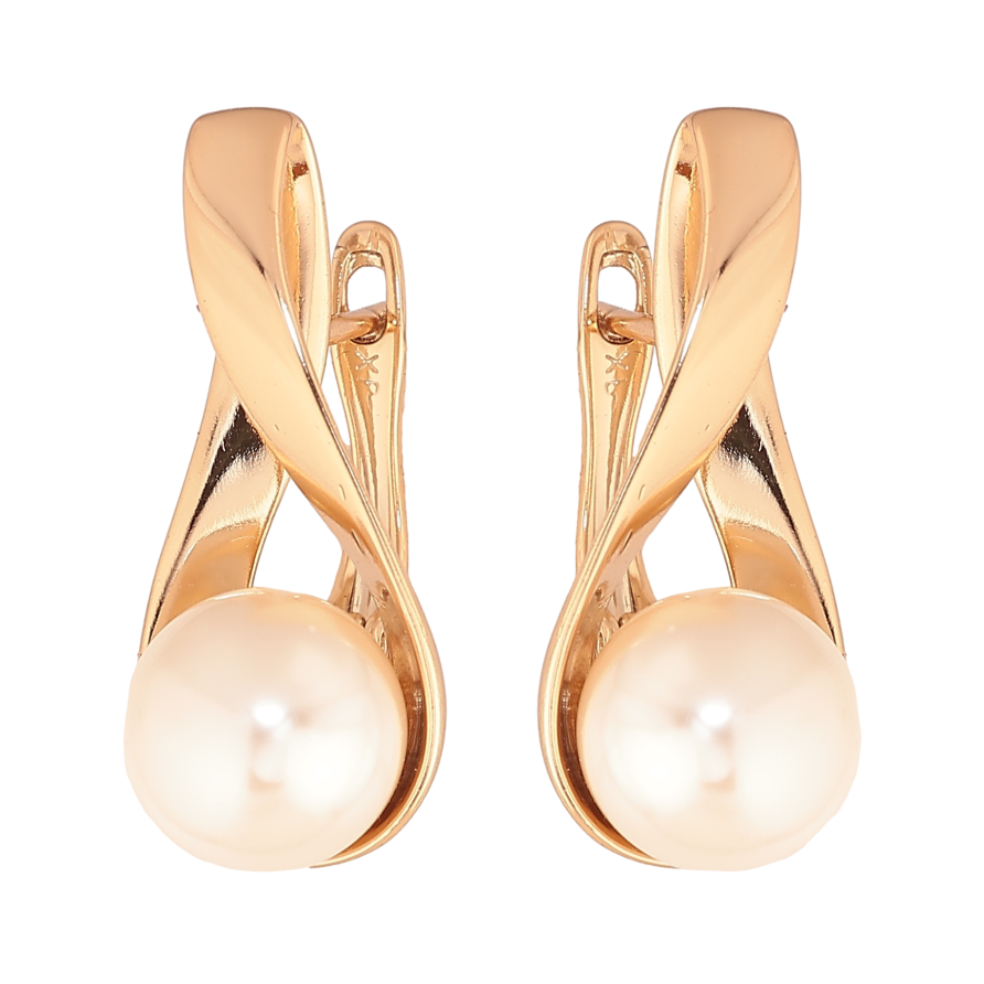 Серьги Xuping цвет позолота 18K английский замок узор с жемчужинами фото №1