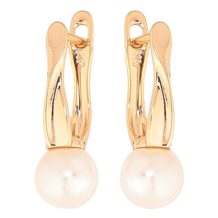 Серьги Xuping цвет позолота 18K английский замок узор с жемчужинами фото №2